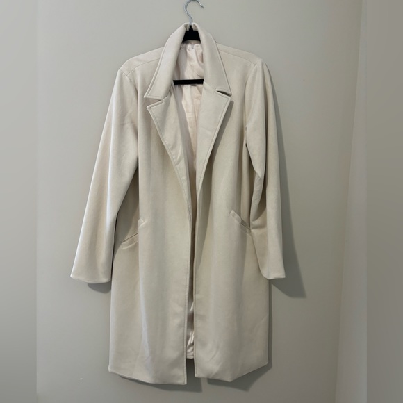 NWOT Cream Long Pea Coat - Picture 4 of 5